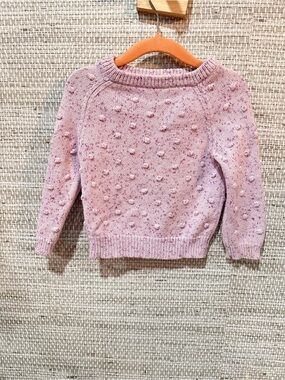 Quincy Mae Pink Bobble Crew Neck Sweater